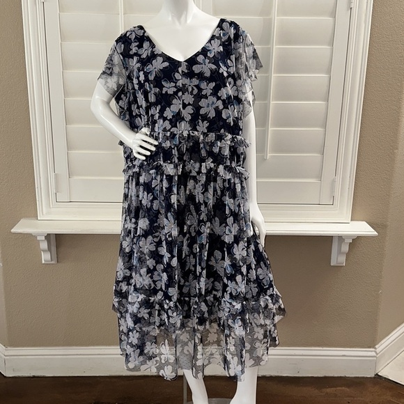 Lane Bryant Mesh Tiered Midi Dress - Picture 1 of 11